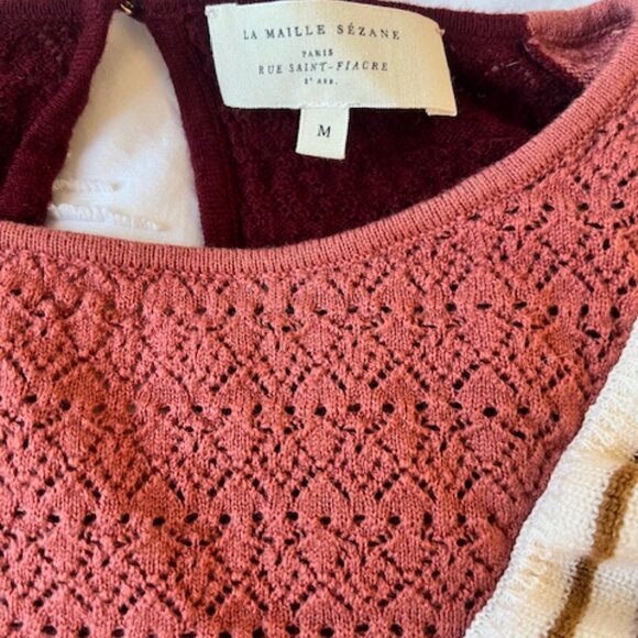 Sezane Mael La Maille Ruffle V Long Sleeve Sweater - Picture 5 of 6
